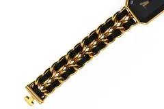 CHANEL シャネル 腕時計 プルミエールXL H0001 ゴールドメッキ/革 ブラック文字盤 XLサイズ クオーツ【472】SJ