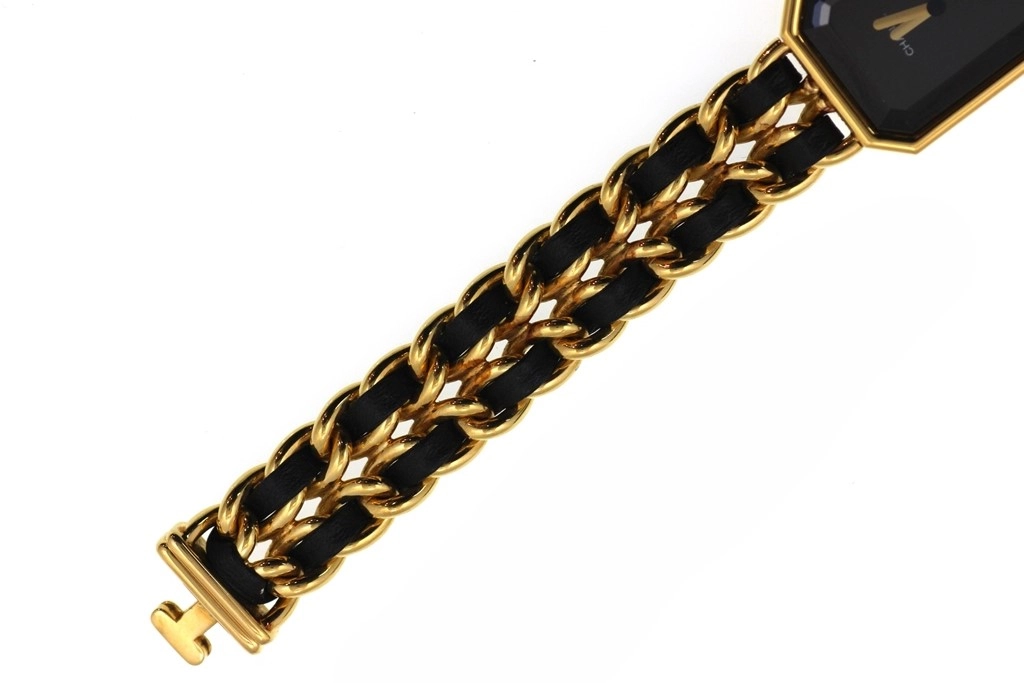 CHANEL シャネル 腕時計 プルミエールXL H0001 ゴールドメッキ/革 ブラック文字盤 XLサイズ クオーツ【472】SJ