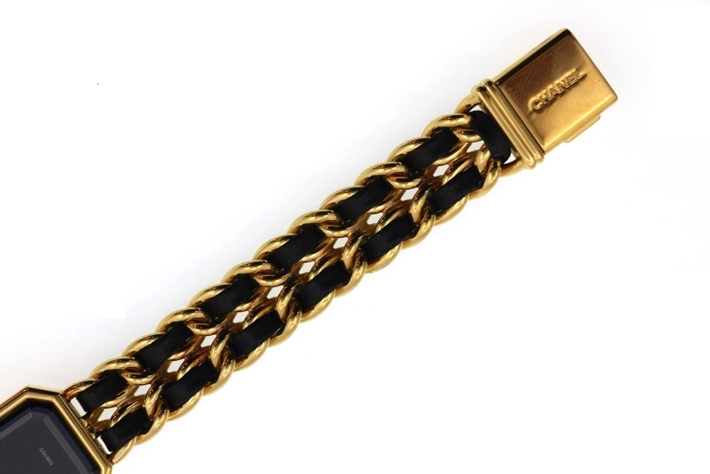 CHANEL シャネル 腕時計 プルミエールXL H0001 ゴールドメッキ/革 ブラック文字盤 XLサイズ クオーツ【472】SJ