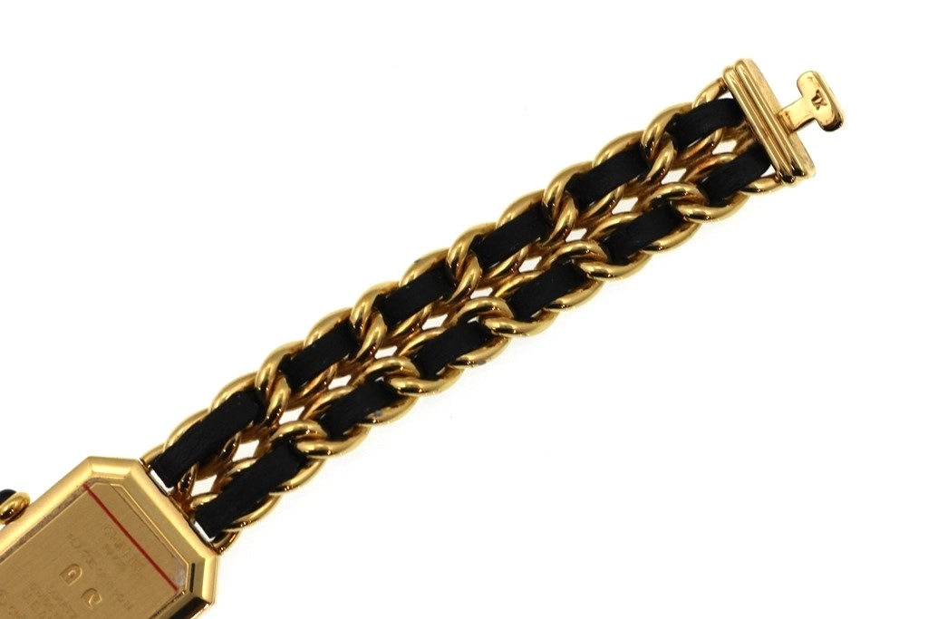 CHANEL シャネル 腕時計 プルミエールXL H0001 ゴールドメッキ/革 ブラック文字盤 XLサイズ クオーツ【472】SJ