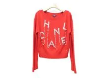 CHANEL シャネル ロゴパールビジューニット レディース38 レッド