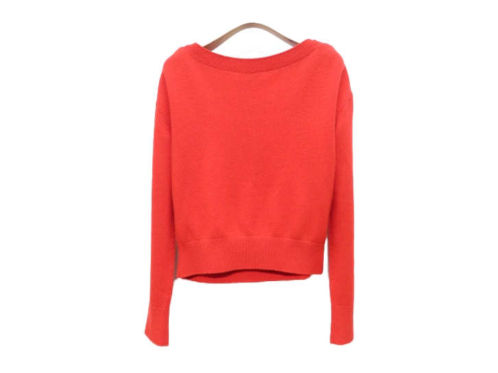 CHANEL　シャネル　ロゴパールビジューニット　レディース38　レッド　カシミヤ　P70834K10086 NC332　2148103931888　【432】