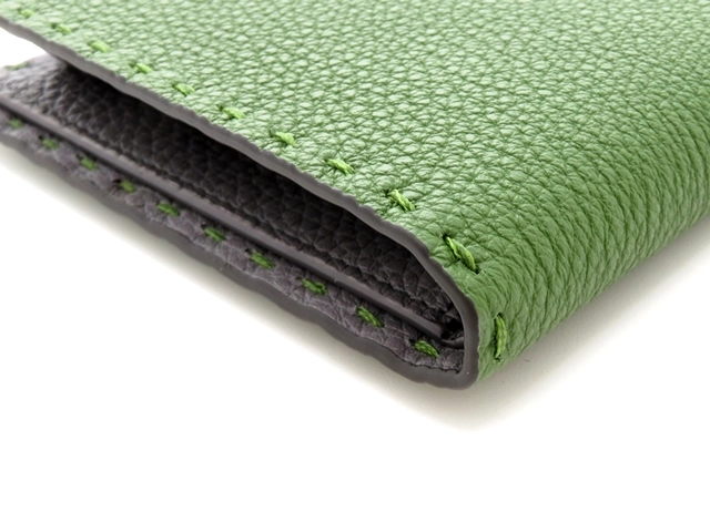 FENDI　フェンディ　財布　セレリア　2つ折財布　グリーン　グレー　レザー　7M0194　2146000399671　【437】