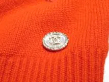 CHANEL　シャネル　ロゴパールビジューニット　レディース38　レッド　カシミヤ　P70834K10086 NC332　2148103931888　【432】