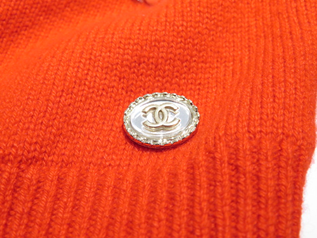 CHANEL シャネル ロゴパールビジューニット レディース38 レッド