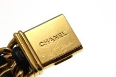 CHANEL シャネル 腕時計 プルミエールL H0001 ゴールドメッキ/革 ブラック文字盤 Lサイズ クオーツ【472】SJ