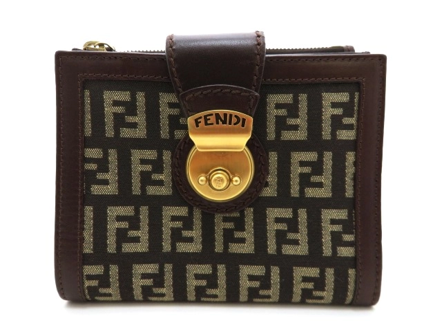 FENDI フェンディ 二つ折り財布 ズッキーノ キャンバス-