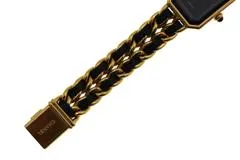 CHANEL シャネル 腕時計 プルミエールL H0001 ゴールドメッキ/革 ブラック文字盤 Lサイズ クオーツ【472】SJ