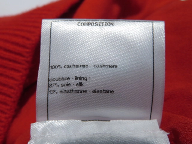 CHANEL　シャネル　ロゴパールビジューニット　レディース38　レッド　カシミヤ　P70834K10086 NC332　2148103931888　【432】