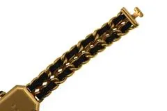 CHANEL シャネル 腕時計 プルミエールL H0001 ゴールドメッキ/革 ブラック文字盤 Lサイズ クオーツ【472】SJ