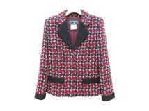 CHANEL　シャネル　ツイードジャケット　レディース34　レッド　ウール　P52655 W05727　2143200648448　【432】