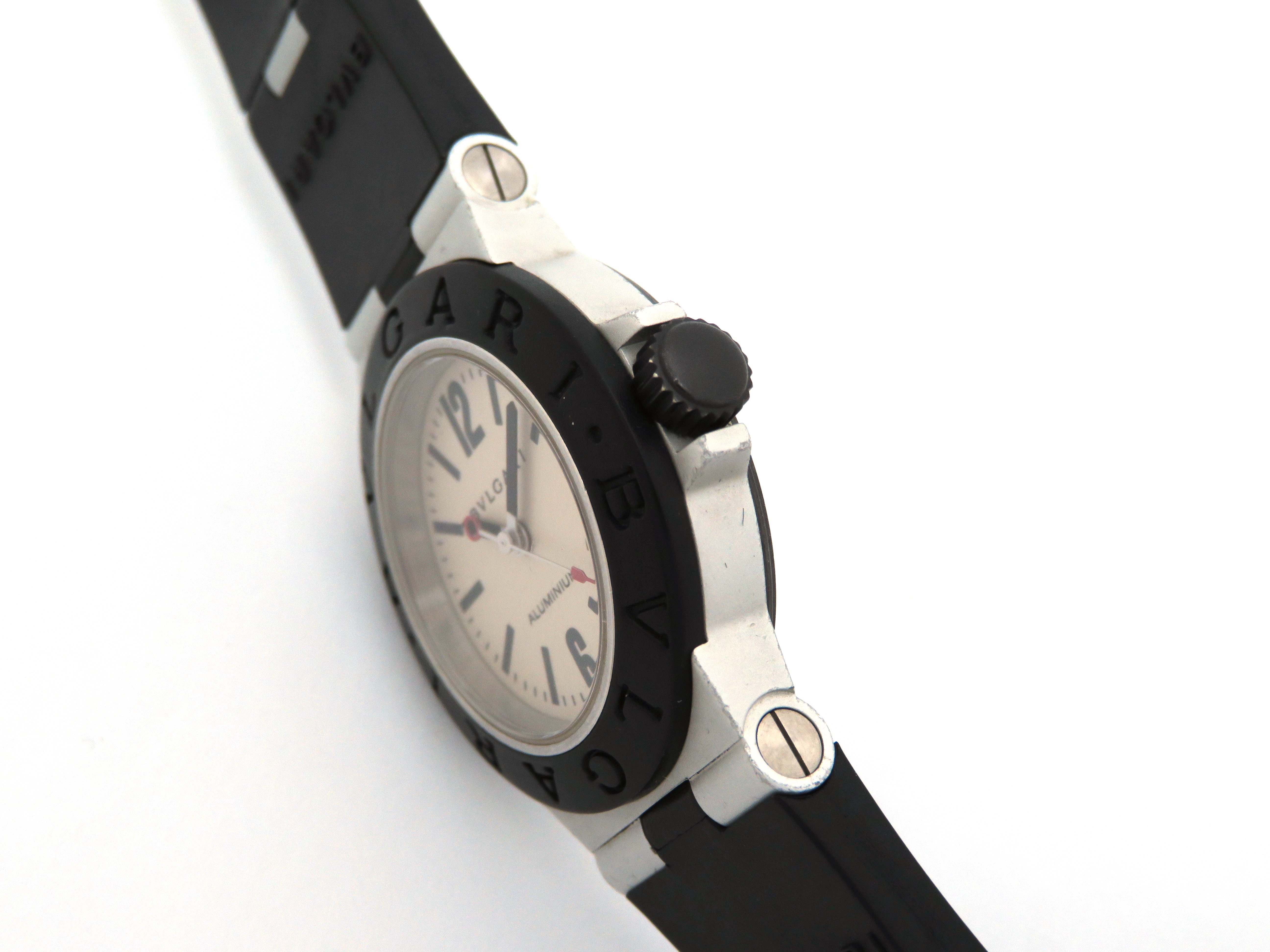 【美品】BVLGARI AL29A アルミニウム レディース腕時計 ラバーベルト