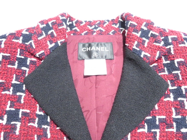 CHANEL　シャネル　ツイードジャケット　レディース34　レッド　ウール　P52655 W05727　2143200648448　【432】