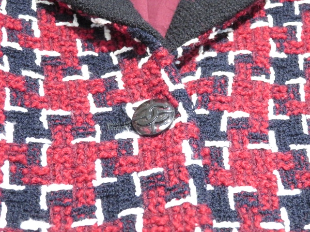 CHANEL　シャネル　ツイードジャケット　レディース34　レッド　ウール　P52655 W05727　2143200648448　【432】