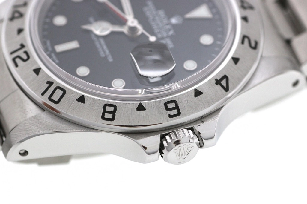 A番2000年並行品 ROLEX ロレックス 腕時計 エクスプローラーII 16570 ステンレス ブラック文字盤 自動巻き 穴有【472】SJ