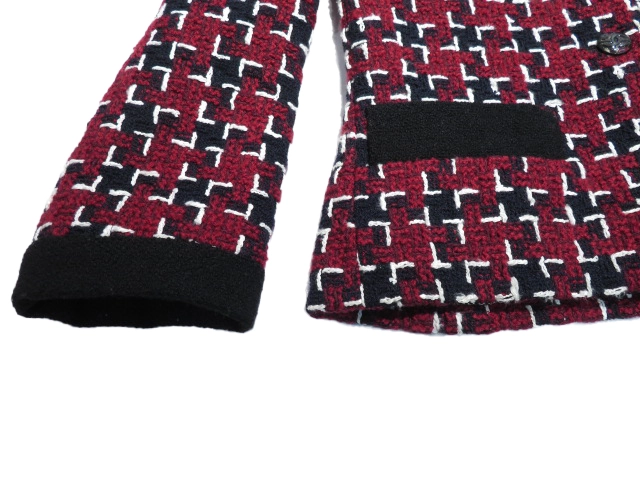 CHANEL　シャネル　ツイードジャケット　レディース34　レッド　ウール　P52655 W05727　2143200648448　【432】