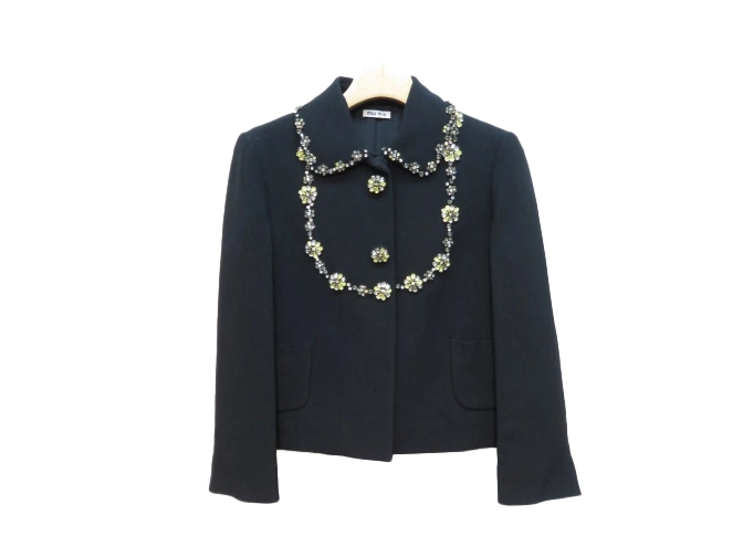 美品 miumiuミュウミュウ テーラードジャケット ブラック Miu Miu（ミュウミュウ）テーラードジャケット 黒 サイズ:36(XS位