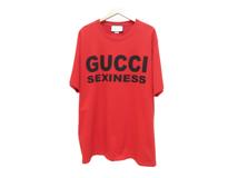 GUCCI　グッチ　オーバーサイズTシャツ　メンズM　レッド　コットン　616036　2148103895357　【432】