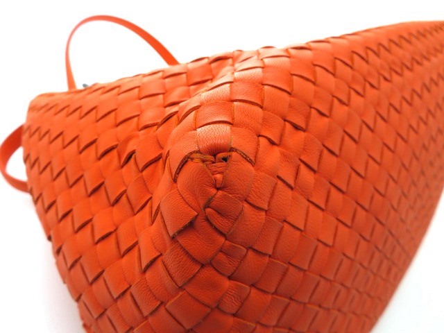 Bottega Veneta オレンジ バッグ BOTTEGA VENETA イントレチャートホーボーバッグ オレンジ