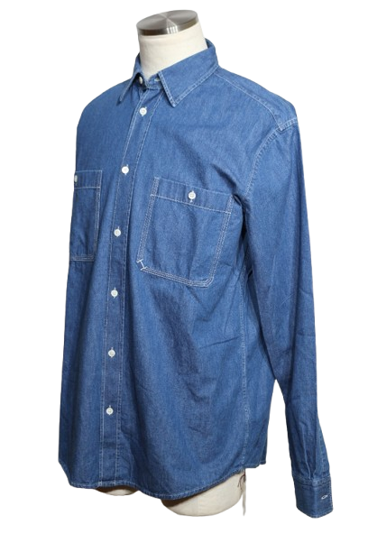23AW HERMES エルメス 衣類 デニムシャツ メンズ40 ブルー コットン