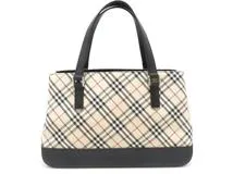 BURBERRY バーバリー ノバチェック ハンドバッグ ベージュ/ブラック キャンバス/レザー 【472】HG