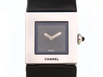 CHANEL　シャネル　マトラッセ　Ｈ0116　ブラック文字盤　ステンレススチール/革　クオーツ　レディース時計【207】2148103973543