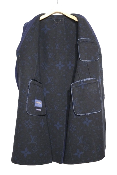 LOUIS VUITTON ルイヴィトン 衣類 ロングコート メンズ46（約Mサイズ） ネイビー ウール RM202Q UZB HJC55E （2120000302725）【200】