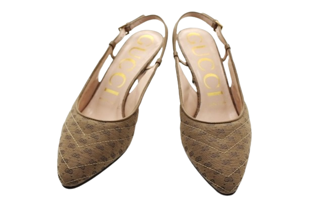 GUCCI グッチ パンプス レディース36ハーフ ベージュ ミニダブルG GGキャンバス 658280 （2147100479577）【200】  の購入なら「質」の大黒屋（公式）