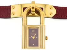 HERMES　エルメス　ケリーウォッチ　KE1.201　ボルドー文字盤　ゴールドメッキ/革　クォーツ　レディース腕時計【207】2148103970719