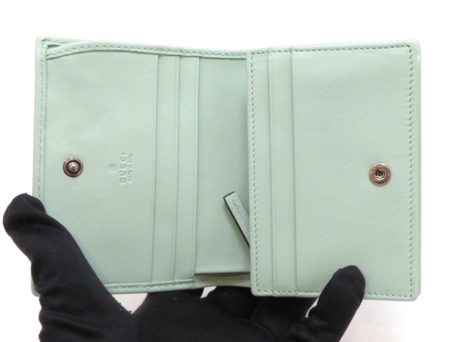GUCCI  グッチ ダブルG カードケース ライトグリーン パイソン 466492【430】2148103672873