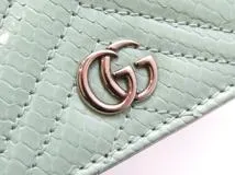 GUCCI  グッチ ダブルG カードケース ライトグリーン パイソン 466492【430】2148103672873