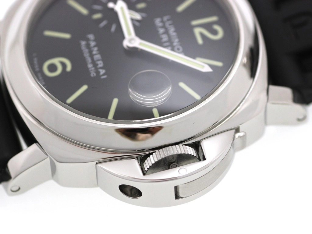 PANERAI パネライ 腕時計 2008年並行品 ルミノール マリーナ PAM00104 ステンレス/ラバーベルト ブラック文字盤 自動巻【472】SJ