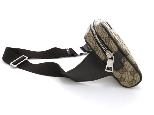 GUCCI グッチ GGウエストバッグ ショルダーバッグ GGキャンバス レザー ベージュ ブラウン アウトレット【473】