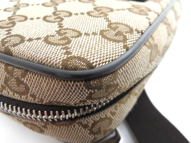 GUCCI グッチ GGウエストバッグ ショルダーバッグ GGキャンバス レザー ベージュ ブラウン アウトレット【473】