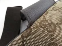GUCCI グッチ GGウエストバッグ ショルダーバッグ GGキャンバス レザー ベージュ ブラウン アウトレット【473】