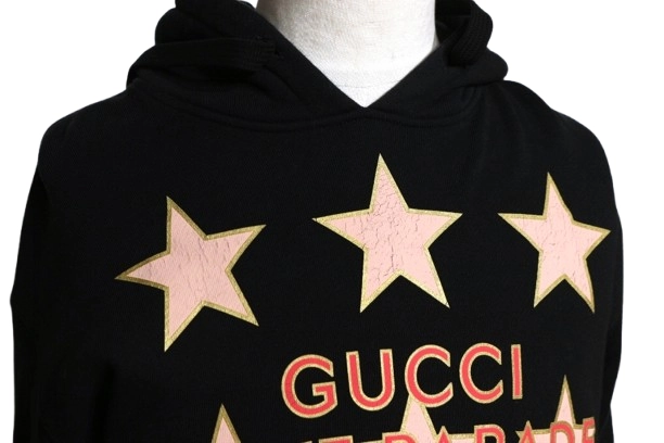GUCCI グッチ 衣類 スタープリント パーカー メンズXS ブラック ピンク コットン 615061 （2148103763014）【200】