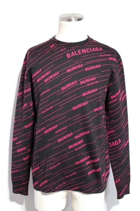 BALENCIAGA バレンシアガ 衣類 ニット ロゴセーター メンズXS ブラック