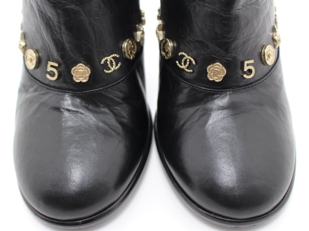 CHANEL シャネル 靴 ショートブーツ レディース38 ブラック アイコン