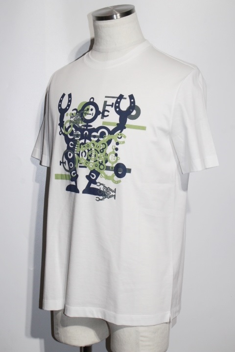 【新品未使用】エルメス レザーロボットワッペン クルーネック 半袖Tシャツ/ S
