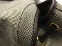 PRADA プラダ ロゴリュックサック キャンバス/レザー カーキ/ブラウン 1BZ006【472】YK