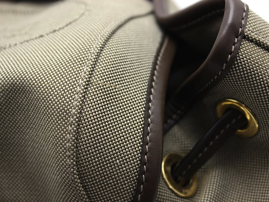 PRADA プラダ ロゴリュックサック キャンバス/レザー カーキ/ブラウン 1BZ006【472】YK