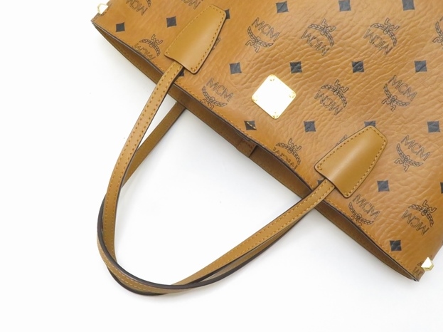 MCM エムシーエム トートバッグ ヴィセトス スタッズ ブラウン PVC