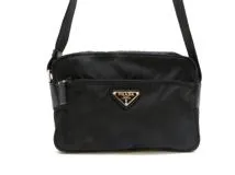 PRADA プラダ ショルダーバッグ ブラック ナイロン/レザー 【430