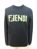 FENDI　フェンディ　ニット　セーター　メンズ 46　ブラック　ロゴ　カシミヤ　（2146000191060）　【432】