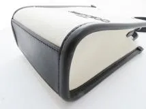 JIMMY CHOO ジミー チュウ　Mini N/S　トートバッグ　ナチュラル／ブラック　キャンバス／レザ　J000160695001　2143600372387【437】