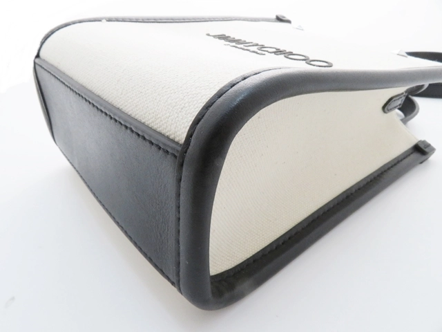 JIMMY CHOO ジミー チュウ Mini N/S トートバッグ ナチュラル/ブラック キャンバス/レザ J000160695001 2143600372387【437】