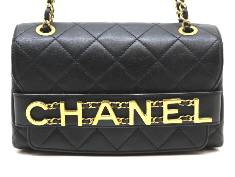 CHANEL シャネル マトラッセ ロゴ チェーンショルダーバッグ ブラック GP ラムスキン 2148103739873【200】  の購入なら「質」の大黒屋（公式）