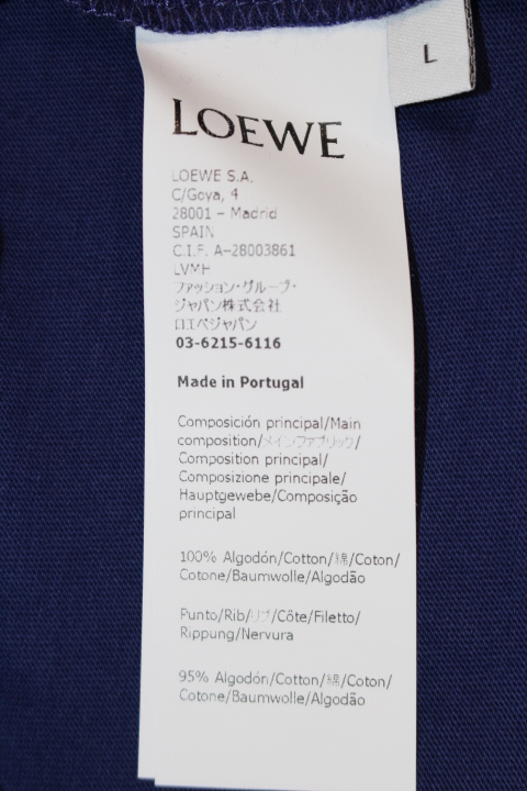 LOEWE　ロエベ　トップス　アナグラムTシャツ　半袖　H526Y22J26　メンズL　ブルー　コットン　刺繡　2148103455988【200】