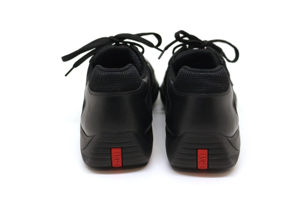 PRADA プラダ アメリカズカップ スニーカー メンズ7(約26cm) ブラック レッド パテント レザー PS0906_5RU_F0002 (2143200596336)【200】