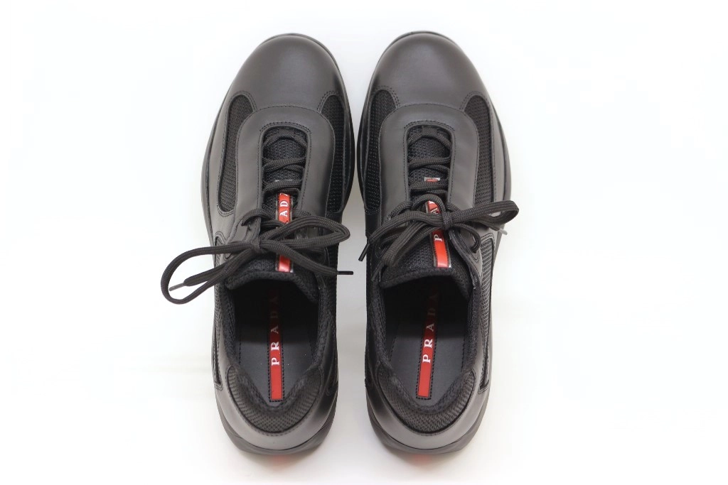 PRADA プラダ アメリカズカップ スニーカー メンズ7(約26cm) ブラック レッド パテント レザー PS0906_5RU_F0002 (2143200596336)【200】